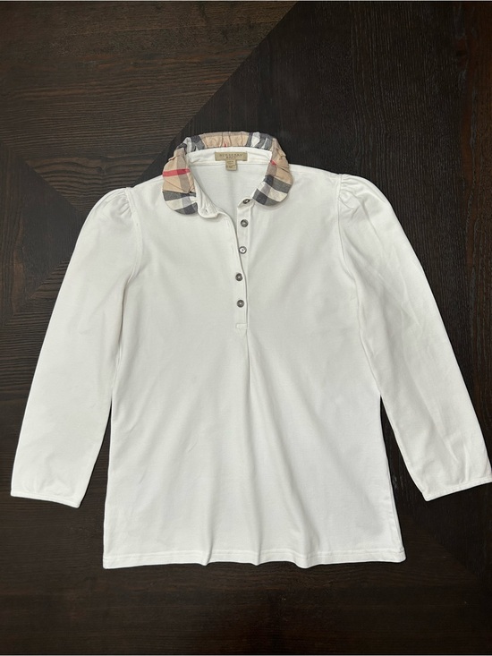 Burberry Tops - BURBERRY BRIT NOVA CHECK 3/4 SLEEVE PREPPY STYLE COLLAR POLO SHIRT